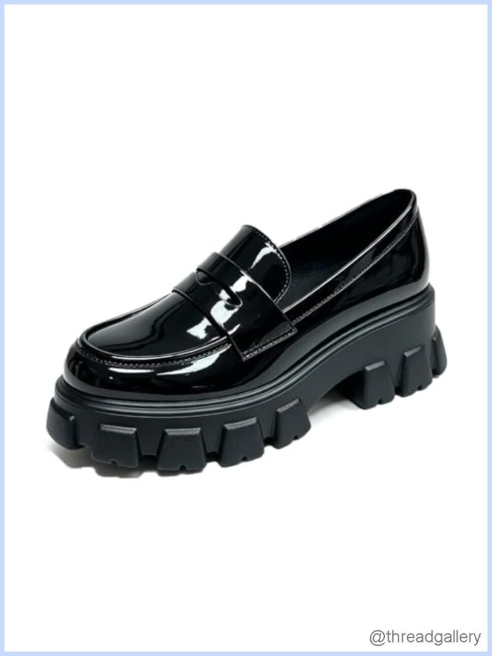 Faux Leather Platform Loafers Slip-On Block Heel Chunky Dressy Shoes